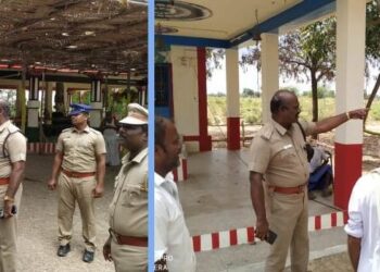 எப்போதும்வேன்றான் ஆதிலிங்கேஸ்வரர் திருக்கோவில்களில் பாதுகாப்பு முன்னேற்பாடுகள் குறித்து டி.எஸ்.பி பிரகாஷ் ஆய்வு