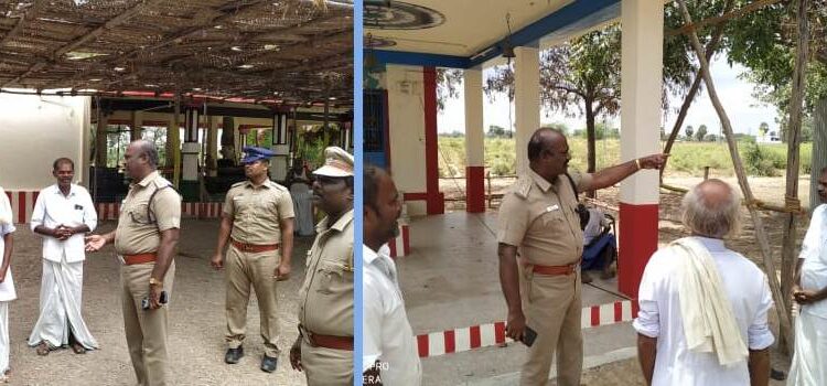 எப்போதும்வேன்றான் ஆதிலிங்கேஸ்வரர் திருக்கோவில்களில் பாதுகாப்பு முன்னேற்பாடுகள் குறித்து டி.எஸ்.பி பிரகாஷ் ஆய்வு