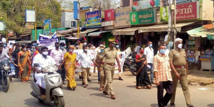 கொரானோ வைரஸ் காய்ச்சல் தடுப்பு நடவடிக்கை குறித்து விழிப்புணர்வு பேரணி