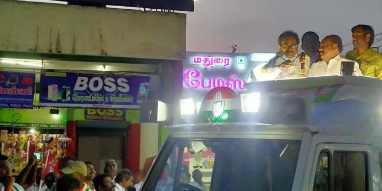 தேவகோட்டையில் காங்கிரஸ் வேட்பாளர் மாங்குடியை ஆதரித்து திருநாவுக்கரசர் எம்.பி பிரச்சாரம்