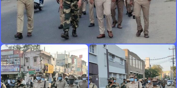 சட்டமன்ற தேர்தல் பாதுகாப்பை முன்னிட்டு தூத்துக்குடியில் எஸ். பி.ஜெயக்குமார் தலைமையில் காவல்துறை மற்றும் துணை ராணுவபடையினரின் கொடி அணிவகுப்பு