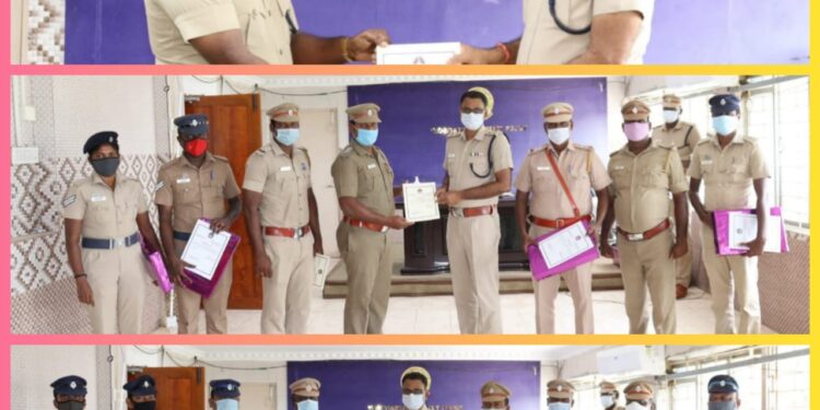 சிறப்பாக பணியாற்றிய விளாத்திகுளம் காவலர்களுக்கு தூத்துக்குடி எஸ்.பி. பாராட்டு