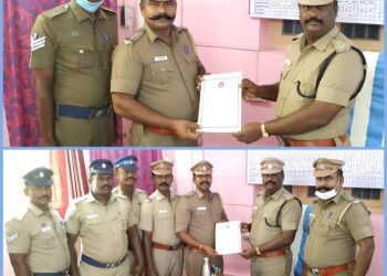 விளாத்திகுளம் டி.எஸ்.பி. பிரகாஷ்  சிறப்பாக பணிபுரிந்த காவலர்களுக்கு வாழ்த்துக்கள் தெரிவித்தார்.