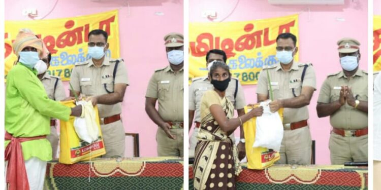 தூத்துக்குடி மாவட்டம் வேம்பாரில் தமிழன்டா கலைக்கூடம் மற்றும் கே. சின்னத்துரை & கோ சார்பாக ஏழை எளிய மக்கள் 130 பேருக்கு அரிசிப்பை, காய்கறி மற்றும் மளிகைப் பொருட்கள் எஸ்பி எஸ். ஜெயக்குமார் வழங்கினார்