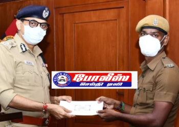 செயின் பறிப்பில் ஈடுபட்ட இருவரை மடக்கிபிடித்த காவலருக்கு சென்னை போலீஸ் கமிஷனர் பாராட்டு