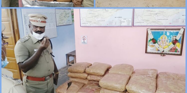 தூத்துக்குடி குளத்தூர் பகுதியில் ரூ.7,60,000/- மதிப்புள்ள 76 கிலோ கஞ்சா  மற்றும் ஒரு கார் பறிமுதல்