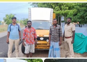 மாசார்பட்டி பகுதியில் சட்டவிரோதமாக 50 கிலோ எடையுள்ள 10 மூட்டை ரேஷன்  அரிசி கடத்திய இருவர் கைது