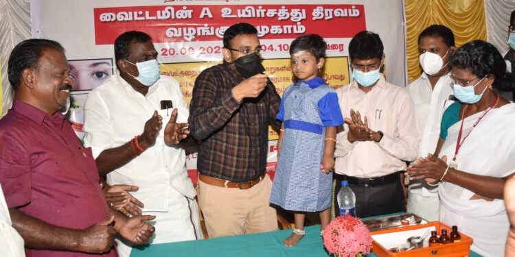 திருமருகல் தரம் உயர்த்தப்பட்ட அரசு ஆரம்ப நிலையத்தில் வைட்டமின் ஏ திரவம் வழங்கும் முகாம் மாவட்ட ஆட்சியர் டாக்டர். அருண்தம்புராஜ் துவங்கி வைத்தார்