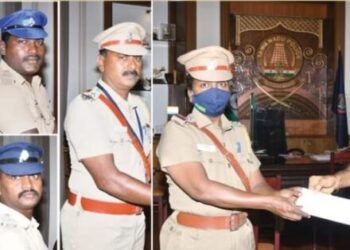 திடீரென்று தீக்குளிக்க முயற்சி செய்த நபரை தடுத்து அவரை காப்பாற்றியமைக்காக காவல்துறை தலைமை இயக்குநர் C.சைலேந்திர பாபு நேரில் அழைத்து பாராட்டியதோடு பண வெகுமதி