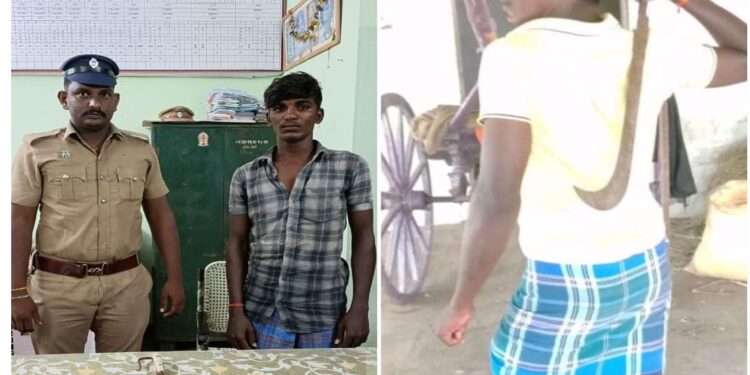 விளாத்திகுளம் பகுதியில் அரிவாளை காண்பித்து கொலை மிரட்டல் விடுத்தவர் கைது – அரிவாள் பறிமுதல் –  டிஎஸ்பி பிரகாஷ் அதிரடி நடவடிக்கை