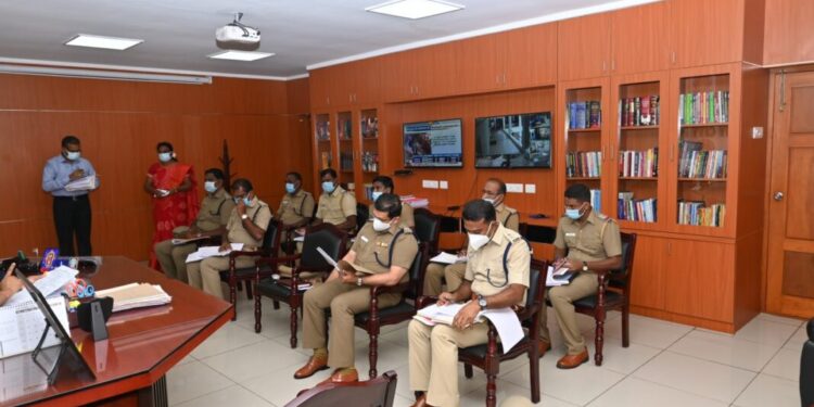 திருச்சி மாநகர காவல் ஆணையர் கார்த்திகேயன் தலைமையில் கலந்தாய்வு கூட்டம்