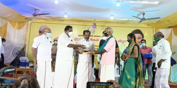 வேதாரண்யத்தில் 417 பேருக்கு நலத்திட்ட உதவிகள் – அமைச்சர் சிவ. வீ ,மெய்யநாதன் வழங்கினார்