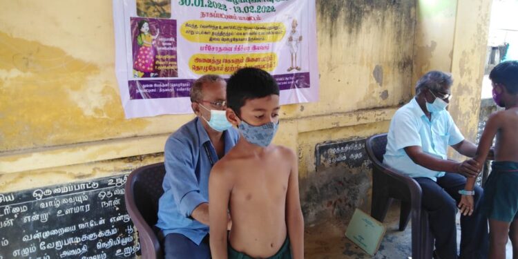 நாகப்பட்டினம் ஒரத்தூர் சிதம்பரனார் நடுநிலைப் பள்ளியில் தொழுநோய் விழிப்புணர்வு நிகழ்வு