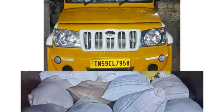 விளாத்திகுளம் காடல்குடி பகுதியில் சுமார் 1750 கிலோ ரேஷன் அரிசி கடத்த முயன்ற வாகனம் பறிமுதல் போலீஸ் விசாரணை .