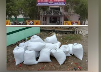 விளாத்திகுளம் பகுதியில் சுமார் 1 டன் ரேஷன் அரிசி பறிமுதல் போலீஸ் விசாரணை