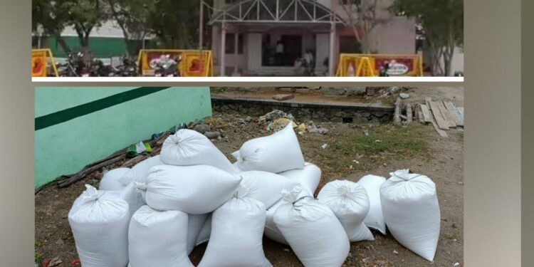 விளாத்திகுளம் பகுதியில் சுமார் 1 டன் ரேஷன் அரிசி பறிமுதல் போலீஸ் விசாரணை