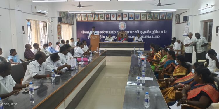 வேதாரண்யத்தில் வேதாரணியம் ஊராட்சி ஒன்றிய குழு கூட்டம்