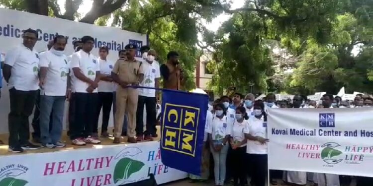 ஆரோக்கியமான கல்லீரல் , மகிழ்ச்சியான வாழ்க்கை ” கேஎம்சிஹெச் மருத்துவமனை சார்பில் கல்லீரல் விழிப்புணர்வு வாக்கத்தான் பேரணி:  காவல்துறை ஆணையர் பாலகிருஷ்ணன்  துவக்கி வைத்தார்