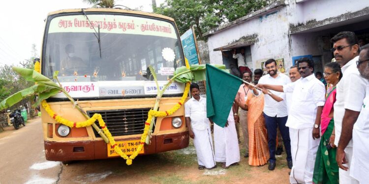 புதிய வழிதடத்தில் பேருந்து இயக்கம் – மாவட்ட ஆட்சியர் அருண்தம்புராஜ் துவங்கி வைத்தார்