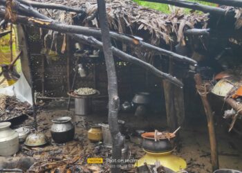 வேதாரண்யத்தை அடுத்த புஷ்பவனம் கிராமத்தில்  தீ விபத்து லட்சக்கணக்கான பொருள்கள் சேதம்.