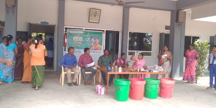 மாப்பிள்ளையூரணி காமராஜ் பள்ளியில் குப்பை தரம் பிரித்தல் குறித்து விழிப்புணர்வு: பஞ். தலைவர் சரவணகுமார் தலைமையில் நடைபெற்றது!!