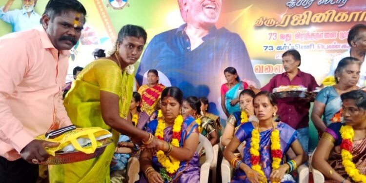ரஜினிகாந்த் 73வது பிறந்த நாளை முன்னிட்டு 73 கர்ப்பிணி பெண்களுக்கு 21 சீர்வரிசை பொருட்களுடன் வளைகாப்பு விழா – தூள் கிளப்பிய தூத்துக்குடி ரஜினி ரசிகர்கள்