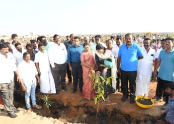 முதல்வர் ஸ்டாலின் பிறந்தநாளையொட்டி மாநகராட்சி சார்பில் 70ஆயிரம் மரக்கன்று நடும் பணியை கனிமொழி எம்.பி தொடங்கி வைத்தார்.