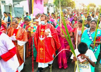 தூத்துக்குடியில் கத்தோலிக்க கிறிஸ்தவ ஆலயங்களில் குருத்தோலை பவனி