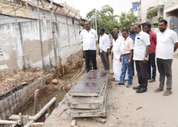 தூத்துக்குடி மாநகராட்சி பகுதியில் நடைபெறும் பணிகளை மேயர் ஜெகன் பெரியசாமி ஆய்வு மேற்கொண்டார்.
