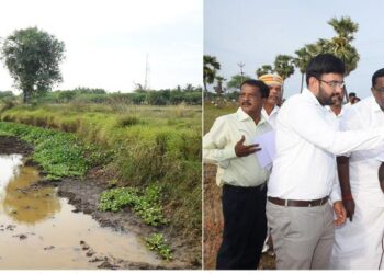 நாகப்பட்டினம் மாவட்டம் நாகப்பட்டினம் ஊராட்சி ஒன்றியம் பெருங்கடம்பனூர் கிராமத்தில் உள்ள தேவநதி வாய்க்காலில் பொதுப்பணித்துறை மற்றும் நீர்வள ஆதாரத்துறை மூலம் நடைபெற்று வரும் தூர்வாரும் திட்ட பணிகளை சுற்றுச்சூழல் காலநிலை மாற்றத்துறை மற்றும் முன்னாள் படை வீரர் நலத்துறை அமைச்சர் சிவ.வீ.மெய்யநாதன் நேரில் பார்வையிட்டு ஆய்வு மேற்கொண்டார். 