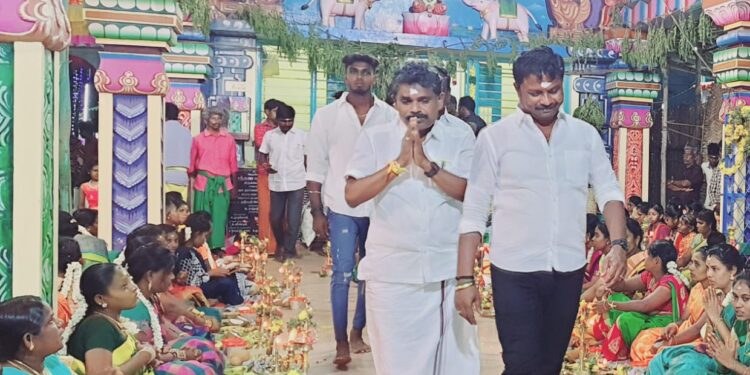 மாப்பிள்ளையூரணி சந்தனமாரியம்மன் கோவில் திருவிளக்குபூஜை சண்முகையா எம்.எல்.ஏ பங்கேற்பு