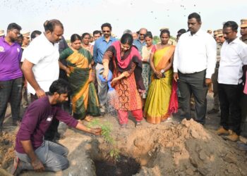 தூத்துக்குடி மாநகராட்சி சார்பில் கலைஞர் நூற்றாண்டு விழா மரக்கன்று நடப்பட்டது. கனிமொழி எம்.பி, அமைச்சர் கீதாஜீவன், மேயர் ஜெகன் பெரியசாமி கலெக்டர் லெட்சுமிபதி, பங்கேற்பு