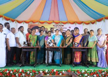 எல்லாத் துறைகளிலும் பெண்களுக்கு முக்கியத்துவம் அளிப்பவர் முதலமைச்சர் ஸ்டாலின்   100 பெண்களுக்கு தையல் இயந்திரம் வழங்கி அமைச்சர் கீதாஜீவன் பேசினார்