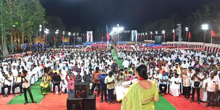 இரண்டாவது இடத்தை பிடிக்க துடிக்கும் பாஜகவிற்கு, இந்த தமிழ் மண்ணில் இடமில்லை – கனிமொழி கருணாநிதி பேச்சு