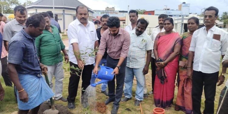 மாப்பிள்ளையூரணி இந்திரா நகாில் பேவர் பிளாக் சாலை அமைக்கும் பணி ஊராட்சி மன்ற தலைவர் சரவணக்குமாா் ஆய்வு