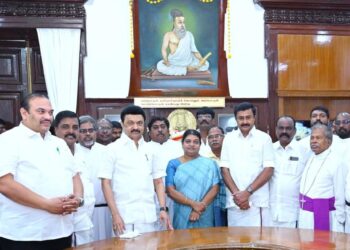 முதலமைச்சர் மு.க.ஸ்டாலினுக்கு பிஷப்புகள் குருக்கள் சந்தித்து நன்றி தொிவித்தனர்.