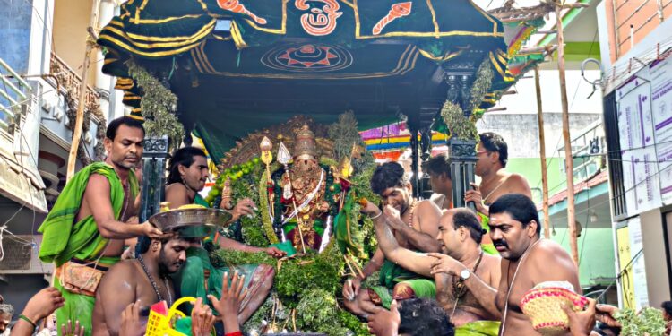 திருச்செந்தூர் மாசித் திருவிழா : பச்சை சாத்தி கோலத்தில் சுவாமி சண்முகர் வீதியுலா!! 