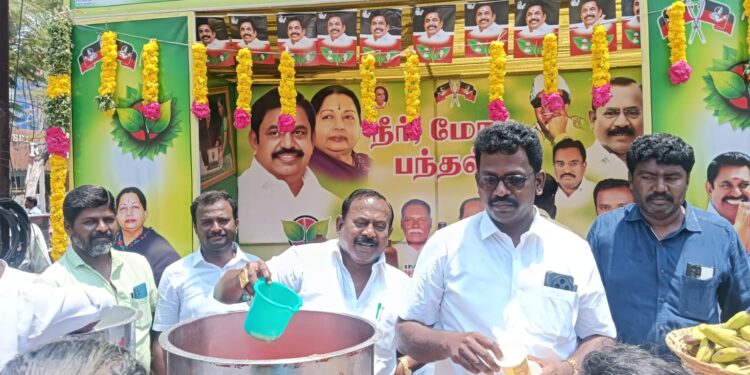 தமிழ்நாட்டு மக்களை காப்பாற்ற கடவுள் நினைத்து உருவாக்கப்பட்டது தான் அதிமுக -பாஜக வெற்றி கூட்டணி : தூத்துக்குடியில் நீர் மோர் பந்தல் திறப்பு நிகழ்ச்சியின் போது முன்னாள் அமைச்சர் சி.த. செல்லப்பாண்டியன் பரபரப்பு பேட்டி!!