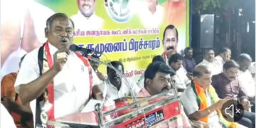 தூத்துக்குடி தொகுதியில் அதிமுக வேட்பாளர் சி.த.செல்லப்பாண்டியன் வாக்கு சேகாித்தாா்.